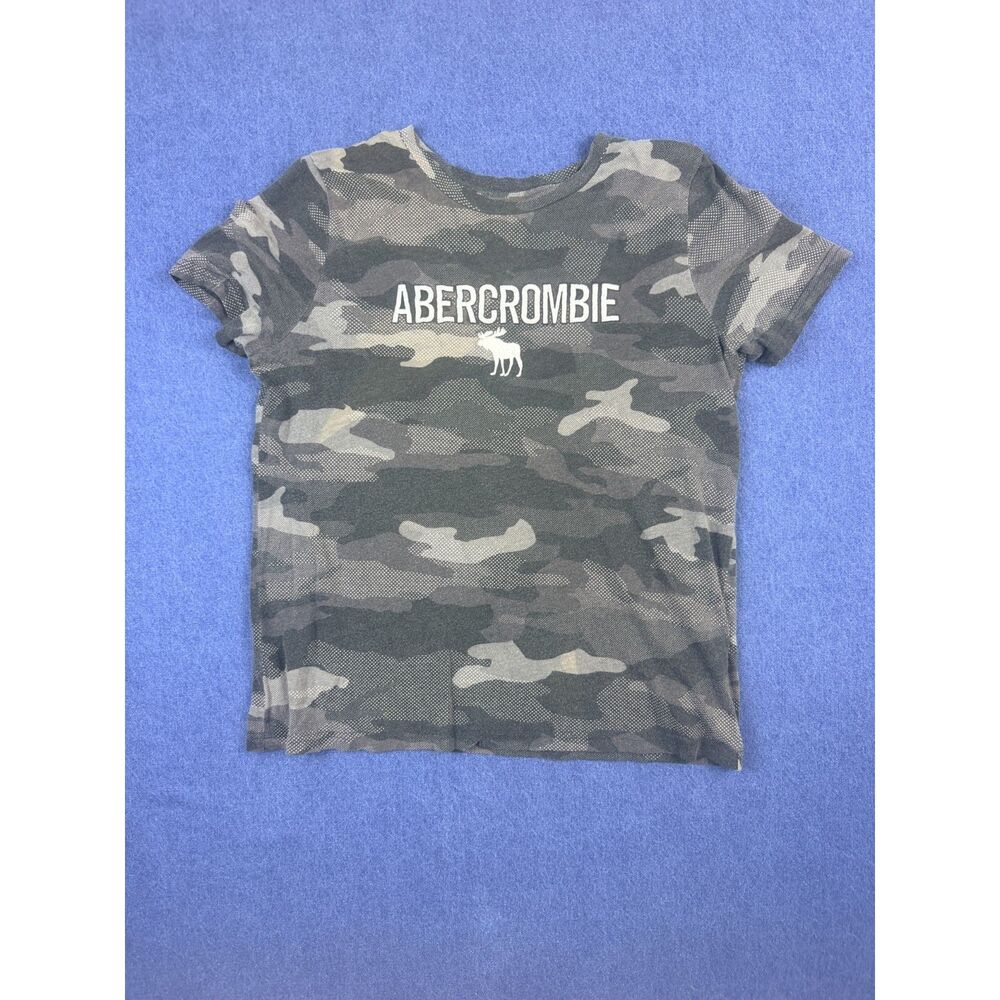 Abercrombie Kids Boys 15/16 Camo Logo T-Shirt Gray Black Moose Tee